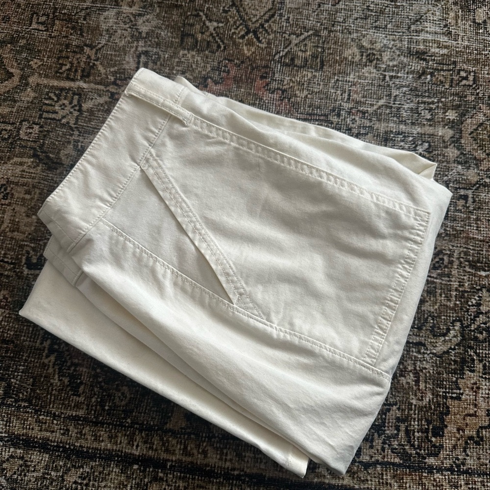 Mid rise barrel twill pants